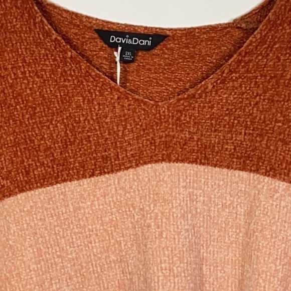 PLUS size striped V neck 3/4 sleeve sweater - Picture 3 of 3